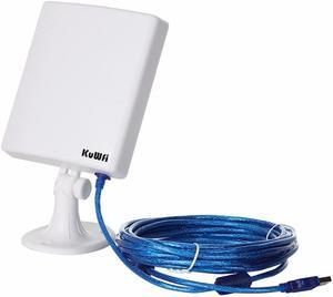 KuWFi Long Range Outdoor WiFi Netwok Adapter, High Gain 14dBi Antenna 5M Cable Wireless USB Adapter stable signal from outdoor