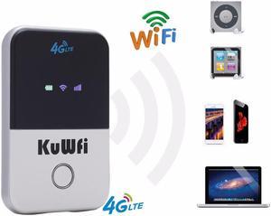 KuWFi 4G LTE Mobile WiFi Hotspot Unlocked Travel Partner Wireless 4G Router with SIM Card Slot Support LTE FDD B2/B4/B5/B12/B17 Network Band for AT&T/T-Mobile