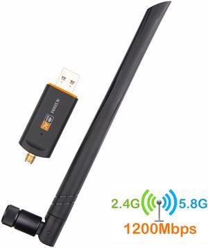 KuWFi USB WiFi Adapter 1200mbps LAN Dongle 2.4GHz 5.8GHz Wireless-AC Network Card Dual Band Antenna for Desktop MAC/Liunx OS/Windows7/8/10