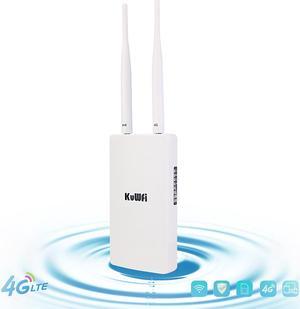 KuWFi Waterproof Outdoor 4G LTE CPE SIM Card WiFi Router 150Mbps CAT4 SIM LTE Routers Work with IP Camera or Outside WiFi Coverage with 2pcs Antenna Only Work with SIM Card Mode