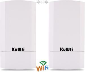 KuWFi Point to Point Wireless Long Range WiFi Bridge 2.4G 300Mbps Access Point Indoor/Outdoor AP CPE Kit for PTP/PTMP (Pre-Program WDS)