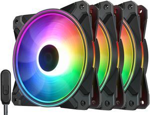 DEEPCOOL CF 120 PLUS (3 in 1) Addressable RGB Halo Ring PWM Fan - with Wired ARGB Controller (Angel-Eye Mode Capable) or Direct ARGB Motherboard Sync