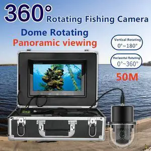 VisiPower 9 Inch Cable Length 50m/164ft Underwater Fishing Video Camera Fish Finder IP68 Waterproof 20 LEDs 360 Degree Rotating Dome  Rotating Panoramic viewing Camera