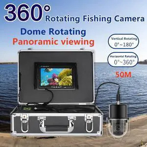 VisiPower 7 Inch 50m/164ft Underwater Fishing Video Camera Fish Finder IP68 Waterproof  LEDs 360 Degree Rotating Dome  Rotating Panoramic viewing Camera