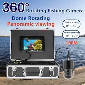 VisiPower 7 Inch Cable Length 100m/328ft Underwater Fishing Video Camera Fish Finder IP68 Waterproof  LEDs 360 Degree Rotating Dome  Rotating Panoramic viewing Camera