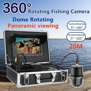 VisiPower 10 Inch Cable Length 20m/65ft Underwater Fishing Video Camera Fish Finder IP68 Waterproof LEDs 360 Degree Rotating Dome  Rotating Panoramic viewing Camera