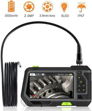NTS500-3.9mm-1m  HD 5.0 Screen 3.9mm single lens inspection camera video endoscope 1080P Pipeline Borescope IP67 1M Hard Cable Car Monitor tool camera