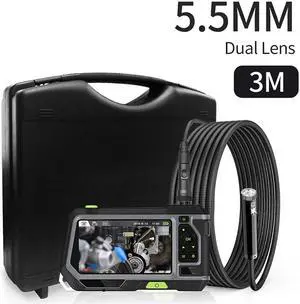 NTS500-5.5mm-dual-3m 1080p HD 5.0 Inch LCD Industrial endoscope Underwater Borescope IP67 5.5mm Dual Lens 3M Hard Cable flexible  tube inspection camera