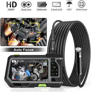NTS500-8mm  Dual Lens Endoscope Camera IP67 1080P HD Hard Cable Tube Pipe Car Inspection Borescope 3500mAh LI-Battery