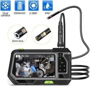 NTS500-8mm 5.0" screen Dual Lens Digital inspection Camera 3M 1080P videoscope Pipe car endoscope Camera 8mm Borescope IP67 TF SD card