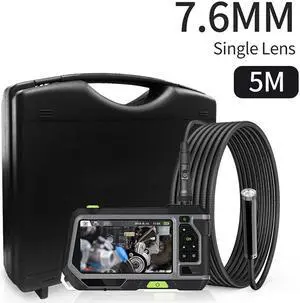 NTS500-7.6mm-5M  Single Lens Industrial Endoscope  5.0 LCD Screen IP67 Camera 1080P HD Pipe Car Inspection Borescope Hard Cable 360 Rotation