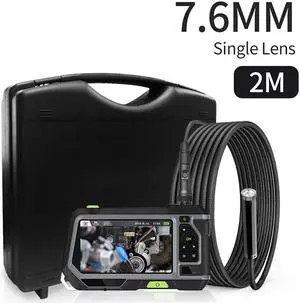 NTS500-7.6mm 5.0" Color LCD Screen 2M Hard Wire Single Lens Industrial Endoscope IP67 Camera 1080P HD Pipe Car Inspection Borescope  360 Rotation