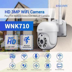 ESCAM WNK710 3MP Wireless WiFi IP Camera, Security Smart Home indoor Camera for Baby/Pet/Nanny/Garage/Yard, Dual Light Motion Detection Humanoid Detection 2 Way Audio Night Vision IR Pan/Tilt, White