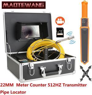 9" Monitor  DVR  Sewer Pipe Inspection Video Camera with Meter Counter  512HZ  Pipe Locator  22MM IP68 HD 1000TVL Camera 12PCS LED Lights 40/131ft
