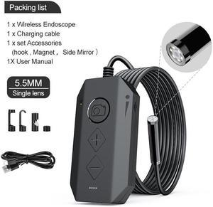 Dual Lens Wireless Endoscope wifi Borescope, 5.5mm Lens Video Inspection Camera, 1080P 4*Zoom with 6LED Lights, IP67 Waterproof, Scope Sewer Camera 78" Focal Distance, iPhone Android Tablet 11.48FT