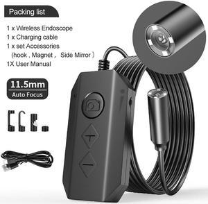 Dual Lens Wireless Endoscope wifi Borescope, 11.5mm Lens Inspection Camera, 1080P 4*Zoom auto focus 6LED Lights, IP67 Waterproof, Scope Sewer Camera 78" Focal Distance, iPhone Android Tablet 3.28FT