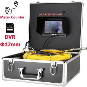 VisiPower Drain Sewer Pipeline Industrial Endoscope Pipe System Video 7" Display Screen,Video Recording + Meter Counter, Lens dia 17mm 8GB SD Card Waterproof IP68 Cable Length30m/98ft Camera