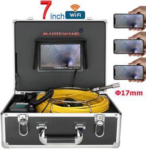 visiPower Drain Sewer Pipeline Industrial Endoscope Pipe Inspection System Video 7" Wireless WiFi Display screen for Android/IOS, Lens dia 17mm 8GB SD Card Waterproof Camera, Cable Length 40m/131ft