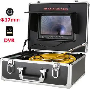 visiPower Drain Sewer Pipeline Industrial Endoscope Pipe Inspection System Multifunctional Video 9" Display Screen DVR Video Recording Lens dia 17mm 8GB SD Card Waterproof Camera Cable Length 30m/98ft