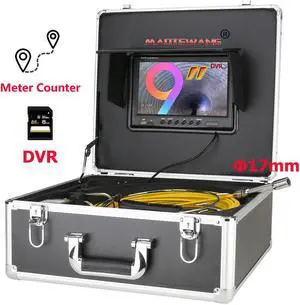 VisiPower Drain Sewer Pipeline Industrial Endoscope Pipe System Video 9" Display Screen,Video Recording + Meter Counter, Lens dia 17mm 8GB SD Card Waterproof IP68 Cable Length 40m/131ft Camera