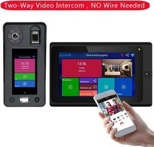 7 inch Two-Way Video Intercom Video Door Phone Doorbell Intercom System 1080P Camera 500 Fingerprints 500 Face Recognition unlock