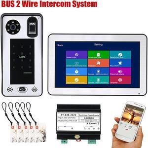 Wireless Wifi 10 Inch BUS 2 Wire Fingerprint RFID Video Door Phone Intercom systems Support Remote APP home Access Control System