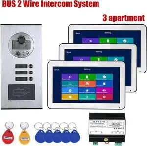 Wired WIFI 10 Inch BUS 2 Wire Video Door Phone Intercom systems Kit for home 2 Units Apartment  Night Vision  Support Remote APP 2monitor 3 monitor