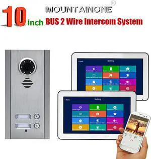 Wireless Wifi 10 Inch BUS 2 Wire Video Door Phone Intercom systems Kit for home 1 Units Apartment  Night Vision 1 monitor 2 monitor