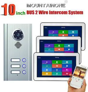 Wireless Wifi 10 Inch BUS 2 Wire Video Door Phone Intercom systems Kit for home 1 Units Apartment  Night Vision 1 monitor 3 monitor