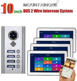 Wireless Wifi 10 Inch BUS 2 Wire Video Door Phone Intercom systems Kit for home 1 Units Apartment  Night Vision 1 monitor 4 monitor