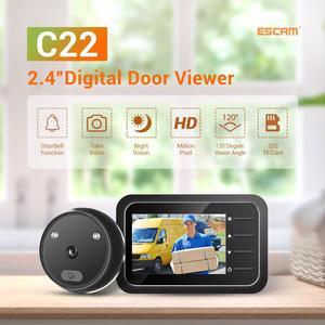 Escam C22 ,720P Home Doorbell Camera Electronic Peephole 120° View angle 2.4'' LCD Screen