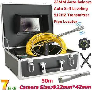 VisiPower Draining plumbing Sewer Pipe Inspection Camera with Auto balance Auto Self Le/Pipeline Industrial Endoscope/7" Monitor/12PCS LED Lights /8GB SD Card/512hz Transmitter /Cable Length 50m/164ft