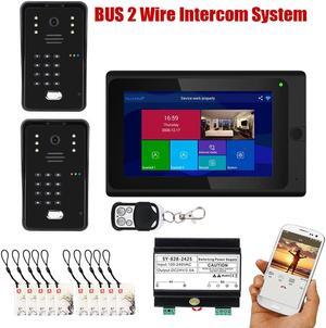 Wireless Wifi 7 Inch Doorbell BUS 2 Wire RFID Video Door Phone Intercom systems Support Remote APP home Access Control System  2 doorbell + 1 monitor