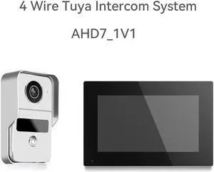 TUYA 7" indoor 2.4Ghz WiFi monitor+ Outdoor Doorbell unlock intercom System Unlock two-way-talk,Motion Detect