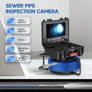 VisiPower 9in Ultra HD  DVR Distance Counter Sewer Pipe Inspection 17mm Pipe Video ,Drain Industrial Endoscope Cable Length 30m/98ft Camera