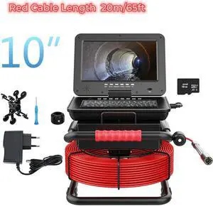 VisiPower Sewer Pipe Inspection Camera 10 Inch IPS 1080P Screen and Self-Leveling Video+Audio Recording 5X Image Enlarge+Meter Counter Cable Length 20m/65ft