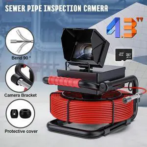 Sewer Drain Pipe Inspection Camera, 4.3" Monitor include 16GB TF Card Video Recording Camera dia 17mm Sewer Pipeline Industrial Endoscope Camera waterproof IP68 cable length 20m/65ft