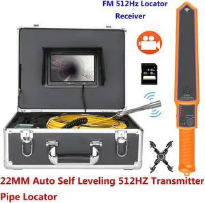 visiPower Sewer Pipe Drain Pipe Pipeline Inspection Locator HD Camera with 7" Monitor Video Record  Auto Self Leveling 512HZ Locator waterproof for home Blocked draining plumbing Cable Length 20m/65ft