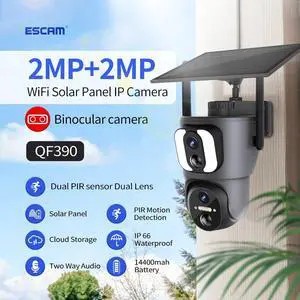 2MP WIFI 6W Solar Panel Dual-Lens Dual-Light Source 14400mAh Battery Smart Surveillance IP Camera Pan 355° Tilt 100° Motion Detection PIR Alarm Full Color Night Vision 2-Way Audio Security Camera