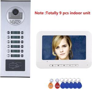 3 Units Apartment Video Intercom System, 7 Inch Monitor Screen Wired Video Multi-family Doorbell Door Phone Kits, Indoor Outdoor IR Camera, Monitoring, Unlock, 2 Way Intercom,1 doorbell + 9 monitor