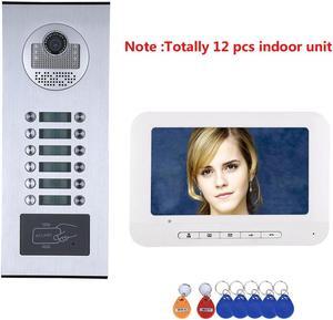 3 Units Apartment Video Intercom System, 7 Inch Monitor Screen Wired Video Multi-family Doorbell Door Phone Kits, Indoor Outdoor IR Camera, Monitoring, Unlock, 2 Way Intercom,1 doorbell + 12 monitor