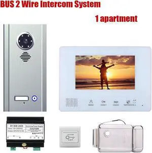 7inch TFT LCD Indoor Screen Monitor 2pin Wired Video Door Phone Visual Intercom systems Doorbell Kit for Family Villa Outdoor home 1 Units Apartment Door Bell + Elec Lock, 1 Doorbell + 1 Monitor