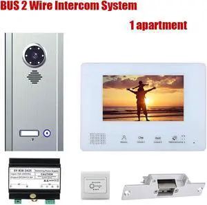 7inch TFT LCD Indoor Screen Monitor 2pin Wired Video Door Phone Visual Intercom Systems Doorbell Kit for Villa home 1 Units Apartment Door Bell + Elec NO Lock + Exit Switch, 1 Doorbell + 1 Monitor