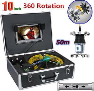 Sewer Drain Pipe Pipeline Inspection Industrial Endoscope 360° Rotating Camera 10" Screen + battery home Blocked draining plumbing Industrial Endoscope Waterproof IP68, Cable length 30m/98ft