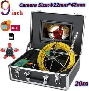 9" DVR Screen Sewer Drain Pipe Pipeline Inspection Camera, Video Recording with Battery draining plumbing Industrial Endoscope Borescope Waterproof IP68, Cable Length 30m/98ft
