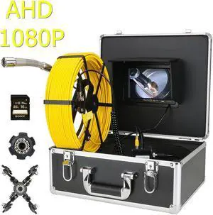 AHD 1080P 2MP Drain Sewer Pipeline Industrial Endoscope System Pipe Inspection Video Camera with DVR 7" Monitor Display,Video Recording Waterproof IP68 12PCS LED Lights Cable length 20m/65ft