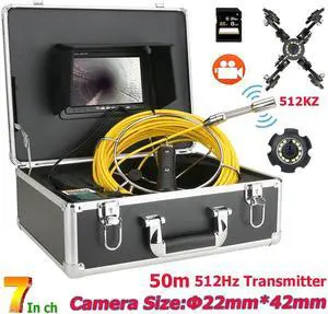 VisiPower Draining plumbing,Wall,Wire inspection/ Sewer Pipe Inspection Camera/Pipeline Endoscope/7" Monitor/DVR video recording/12PCS LED /8GB SD Card/512hz Transmitter /50m/164ft Cable length
