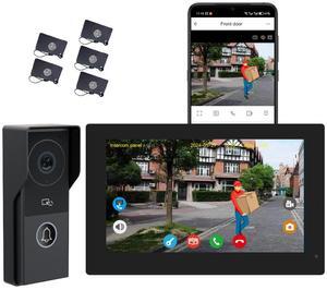 visiPower 2pin-Wired 2MP HD Indoor 7" WiFi Monitor Smart Home Video Doorbell Intercom System, APP Unlock Video Record Motion Detect 2-Way Talk IR Camera Door Bell 1x doorbell + 1x 7" Monitor Black