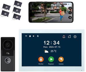 visiPower 2pin-Wired 2MP HD Indoor 10" WiFi Monitor Smart Home Video Doorbell Intercom System, APP Phone Unlock Video Record Motion Detect 2-Way Talk IR Camera Door Bell 1x doorbell + 1x 10in Monitor
