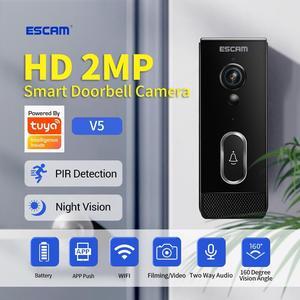 visiPower 2MP Wireless WiFi Smart Doorbell + Battery, Human Motion Detection, 2-Way Audio, Night Vision, 7 days free Cloud Storage, Tuya Smart APP Alerts, SD Card Support Home Security Doorbell Camera